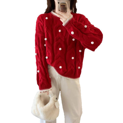 Women's Christmas Three-dimensional Ball Sweater Pullover