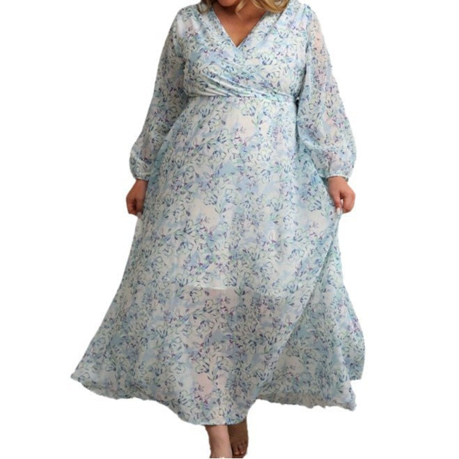 Wrap Long Floral Dress Women's Colorful