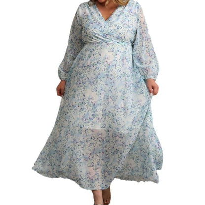 Wrap Long Floral Dress Women's Colorful