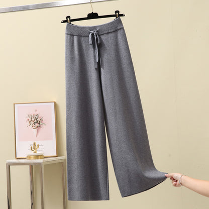 High Waist Straight Loose Thick Knitted Trousers Draping Mop