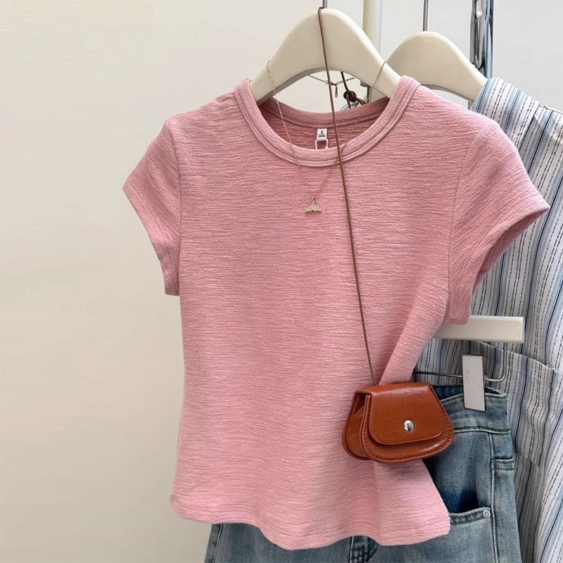 Summer Texture Ruffle Short Sleeve Women