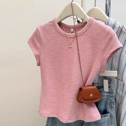 Summer Texture Ruffle Short Sleeve Women