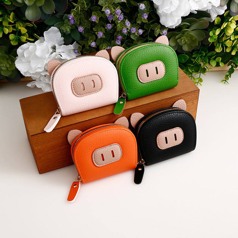 Anti-degaussing Card Holder Cartoon Organ Document Package Mini Pig Student Coin Purse