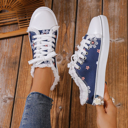 Spring And Autumn New Casual All-match Flat Lace-up Plus Size Low-top Canvas Shoes For Women
