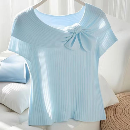 Thin Inner Match French Light Blue Ice Silk Short Sleeve