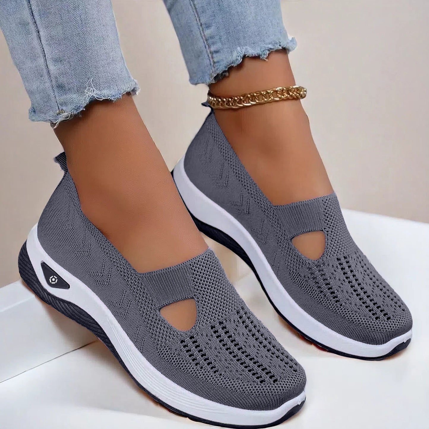 Mesh Flats Shoes Fashion Breathable Non-slip Soft Bottom Casual Shoes For Women