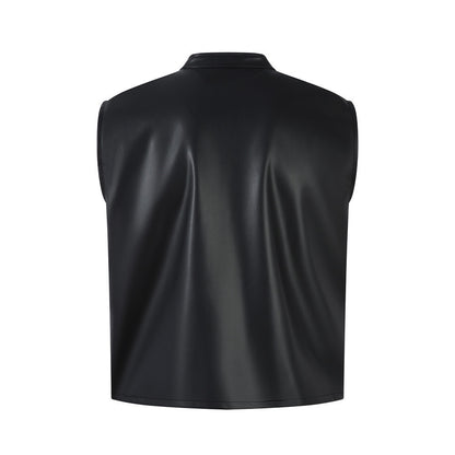 Personalized Motorcycle Leather Clothing With Stand Collar Vest