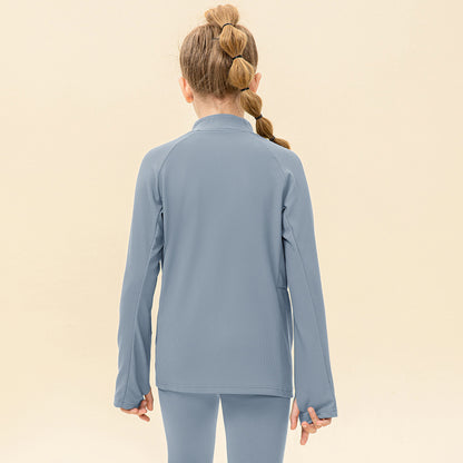 Kids' Warm Yoga Suit Zipper Running