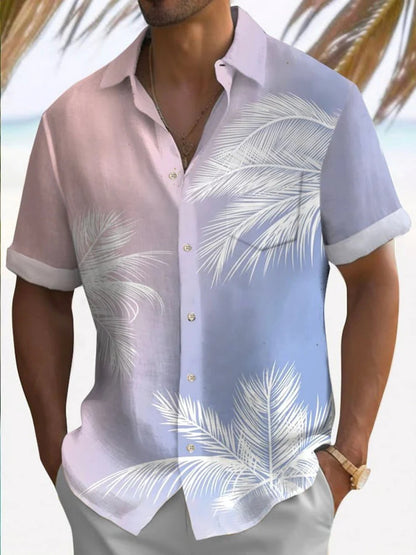 Short Sleeve Lapel Men's Clothing Print Shirt