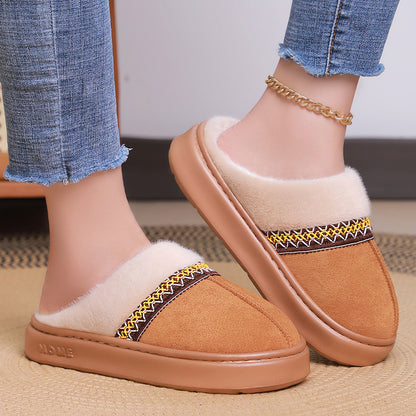 Women's Cotton Shoes Fleece-lined Thickened Plus Size Cotton Slippers