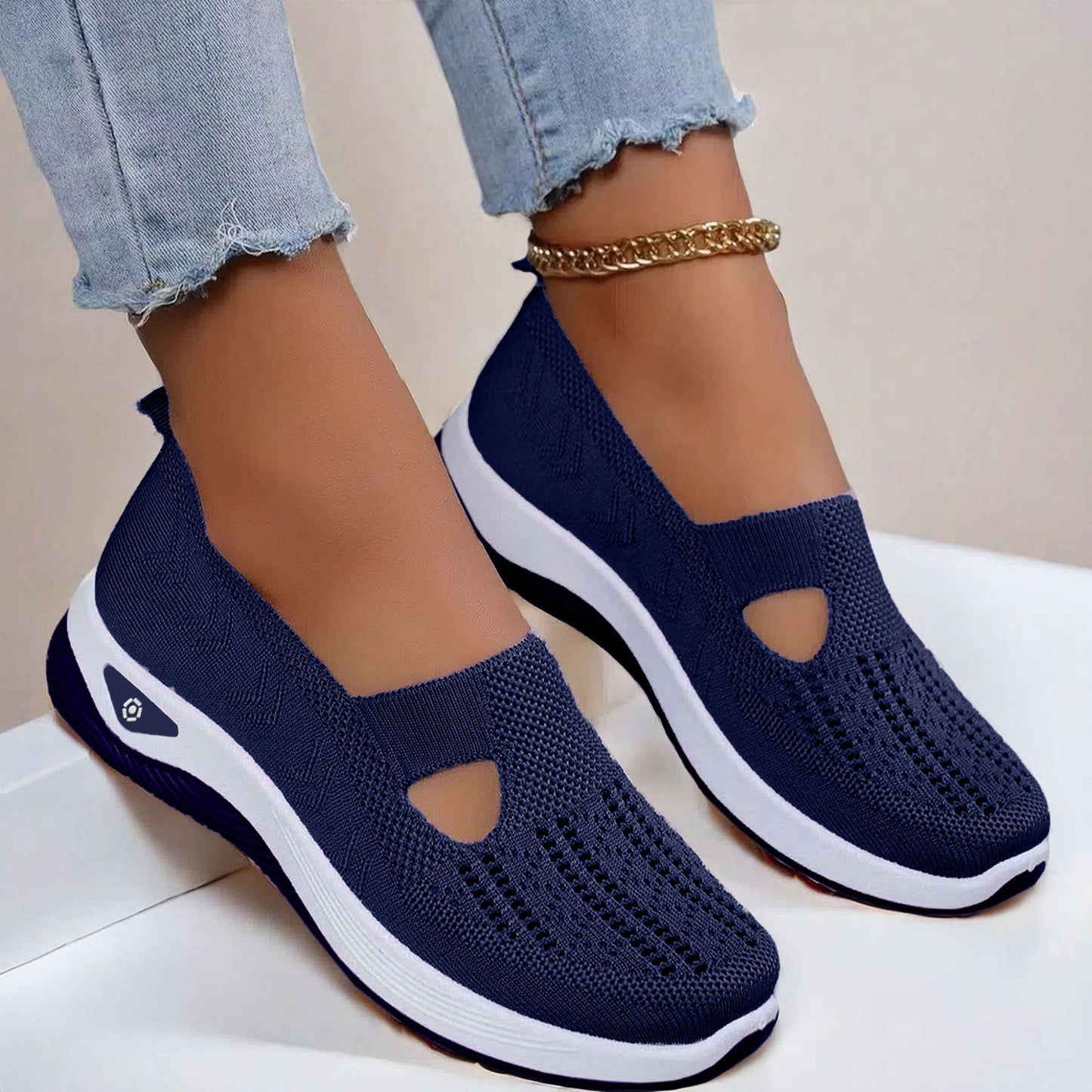 Mesh Flats Shoes Fashion Breathable Non-slip Soft Bottom Casual Shoes For Women
