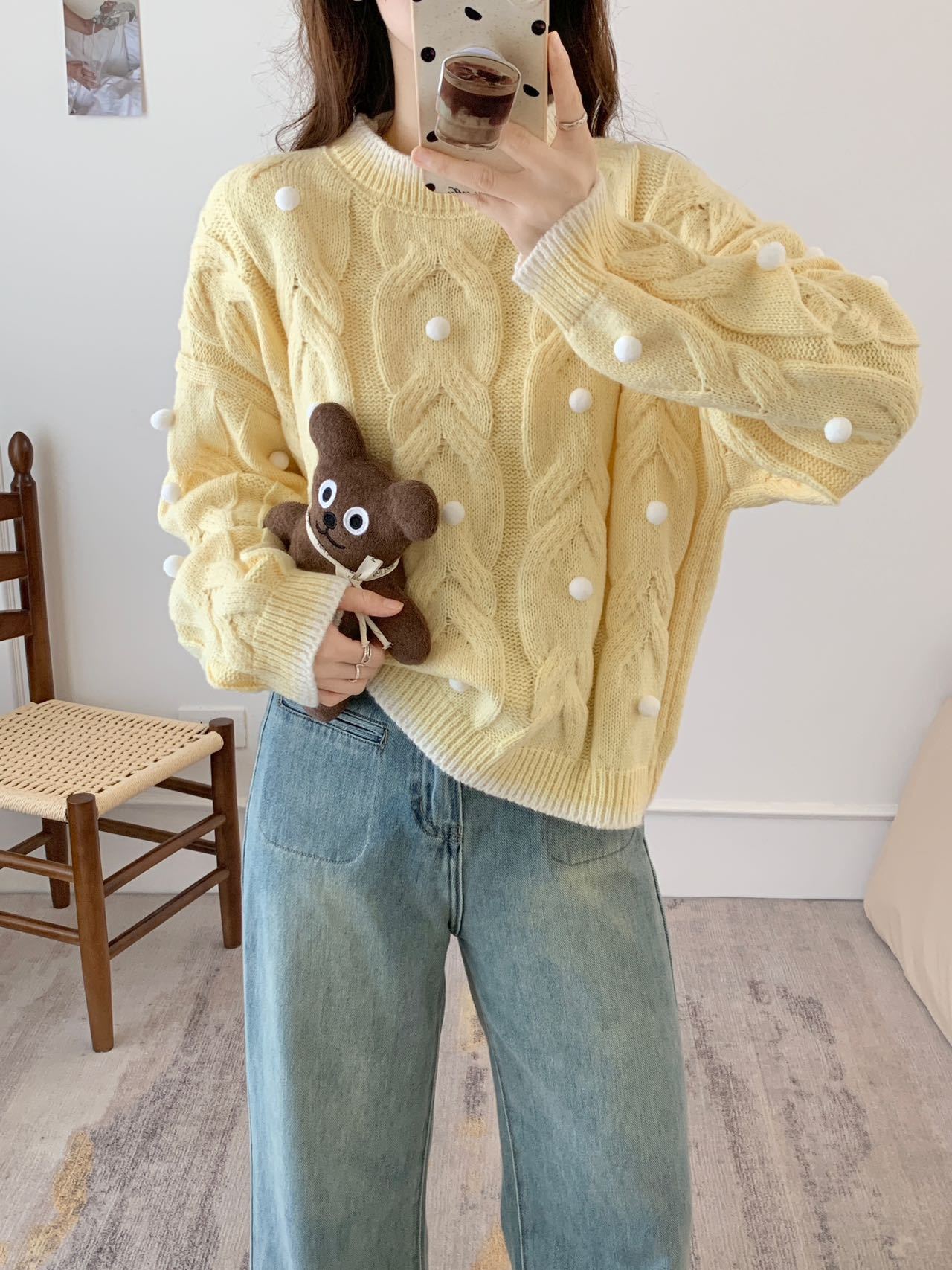 Women's Christmas Three-dimensional Ball Sweater Pullover