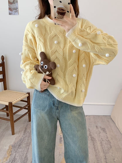 Women's Christmas Three-dimensional Ball Sweater Pullover