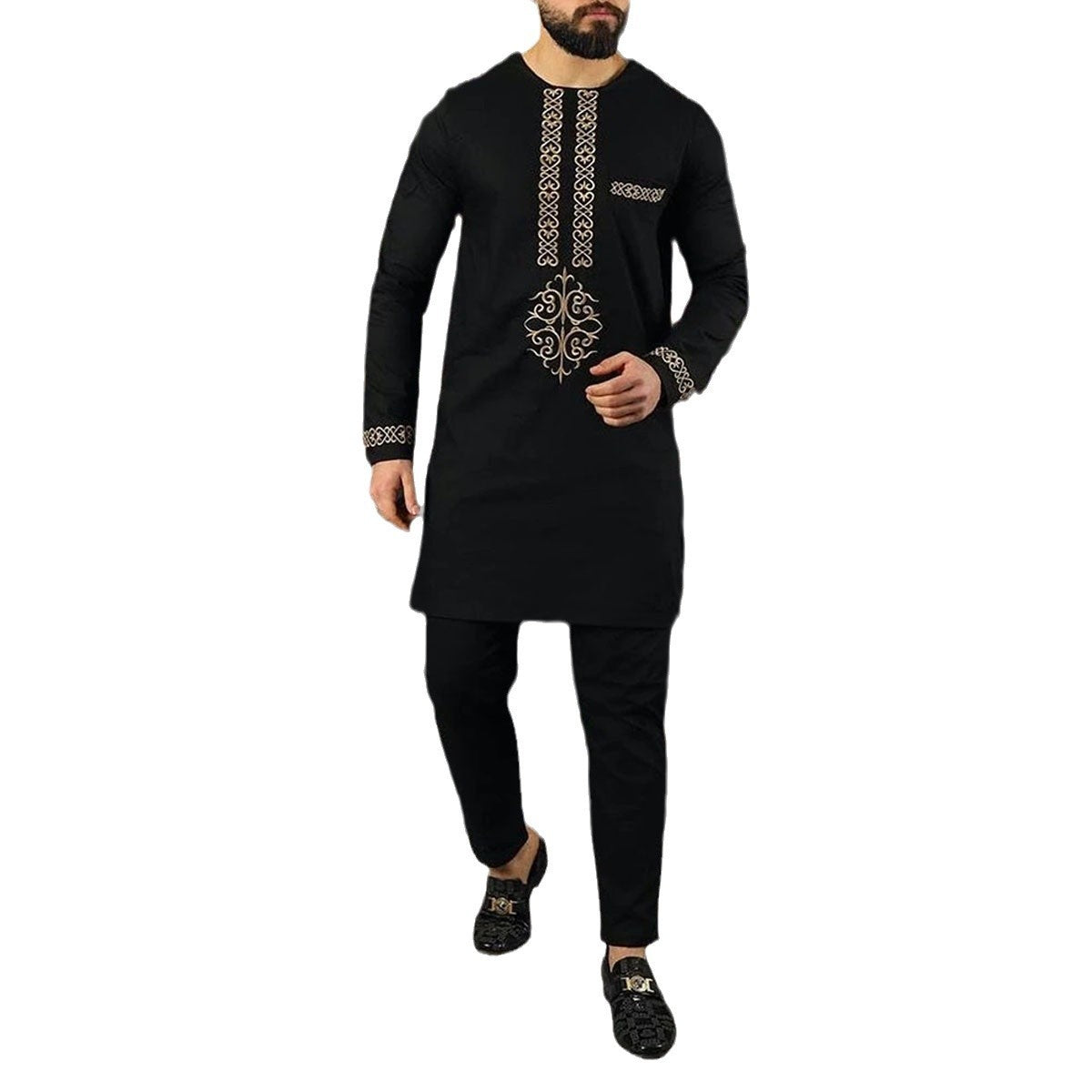 Men's Casual Long Sleeve Ethnic Style Traditional Clothing Suit