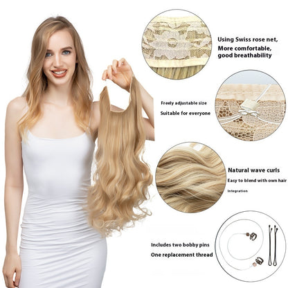 One-piece U-shaped Fishing Line Wig Set Invisible Natural Long Curly Hair