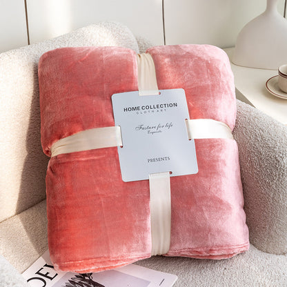 Solid Color Flannel Coral Fleece Blanket Plain Sofa Cover