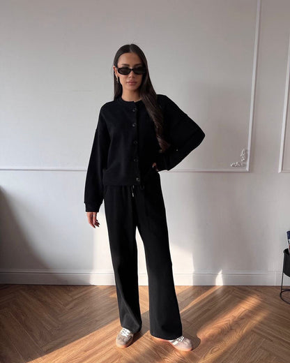 Thin O-neck Short Sweater Suit Women's Casual