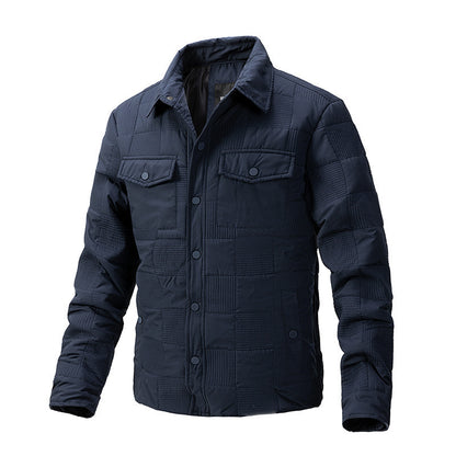Casual Shirt Men's Business Quilted Cotton Coat Men's Clothing Polo Collar Jacket