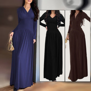 Women's Elegant Waist-tight Draping Casual Niche Solid Color Pleated