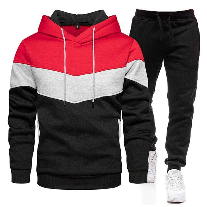 Sweater Men's Color Matching Hoodie Sportswear Suit