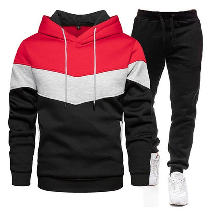Sweater Men's Color Matching Hoodie Sportswear Suit