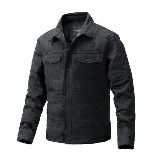 Casual Shirt Men's Business Quilted Cotton Coat Men's Clothing Polo Collar Jacket