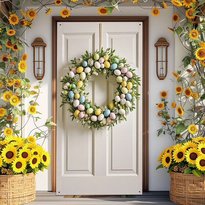 Colorful Egg Garland Pattern Party Wall Easter Home Door Frame Banner