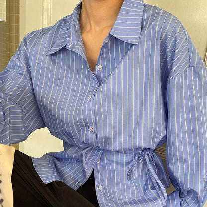 Temperament Striped Long Sleeved Shirt