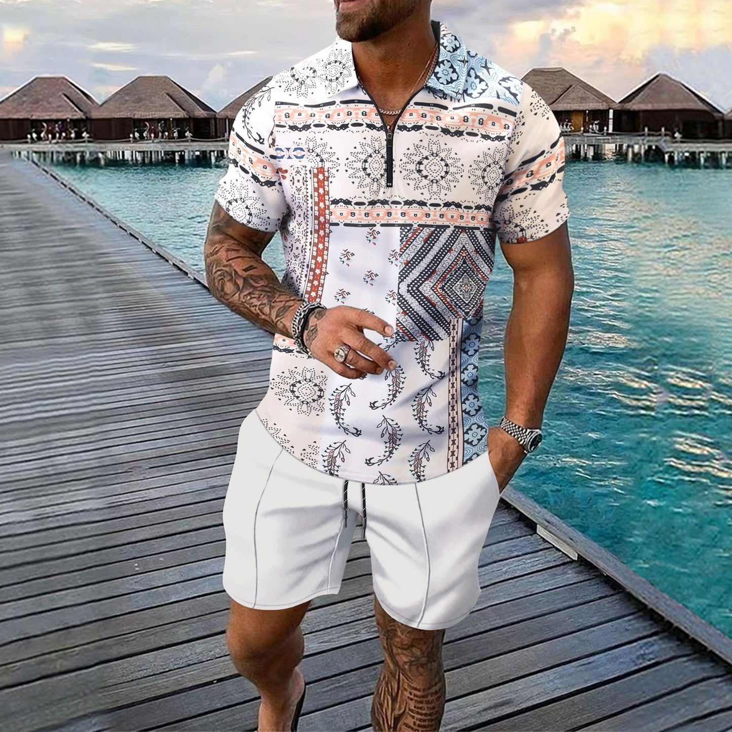 Men's Clothing Print Leisure Sports Suit