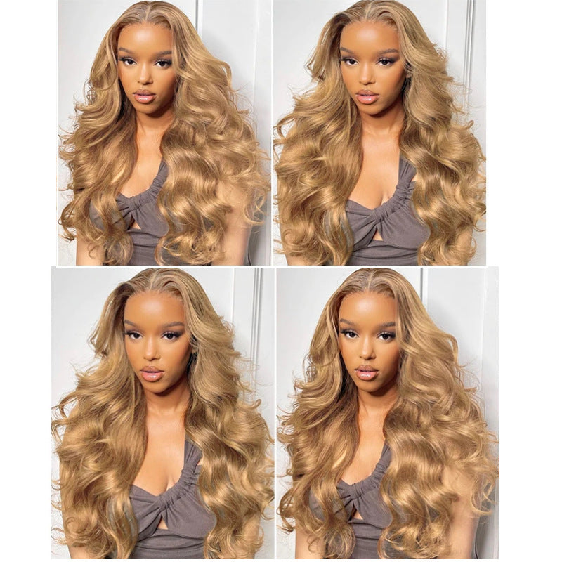 Center-parted Bangs Long Curly Hair Chemical Fiber Full-head Wig