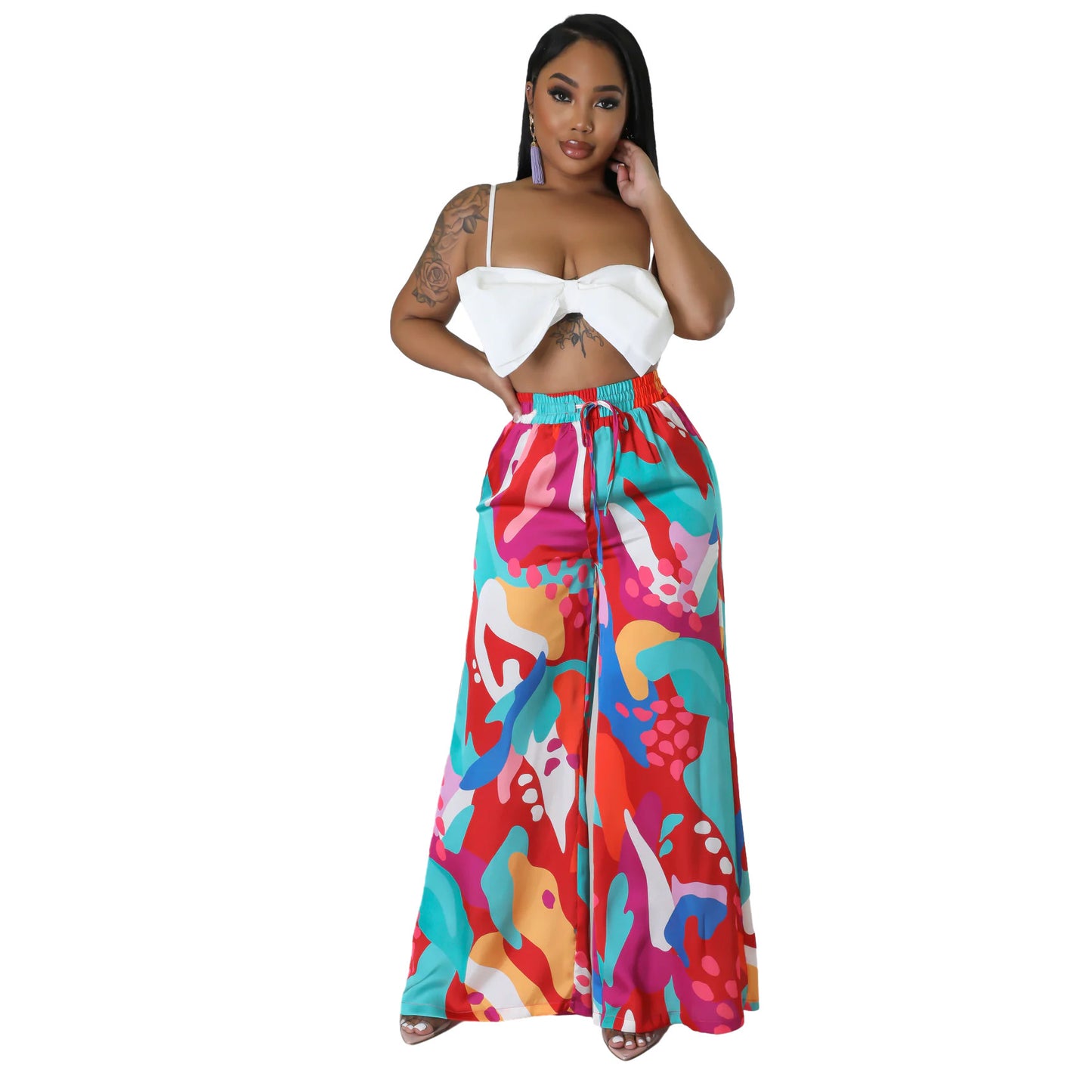 Women's Fashion Casual Pattern Printed Wide-leg Pants