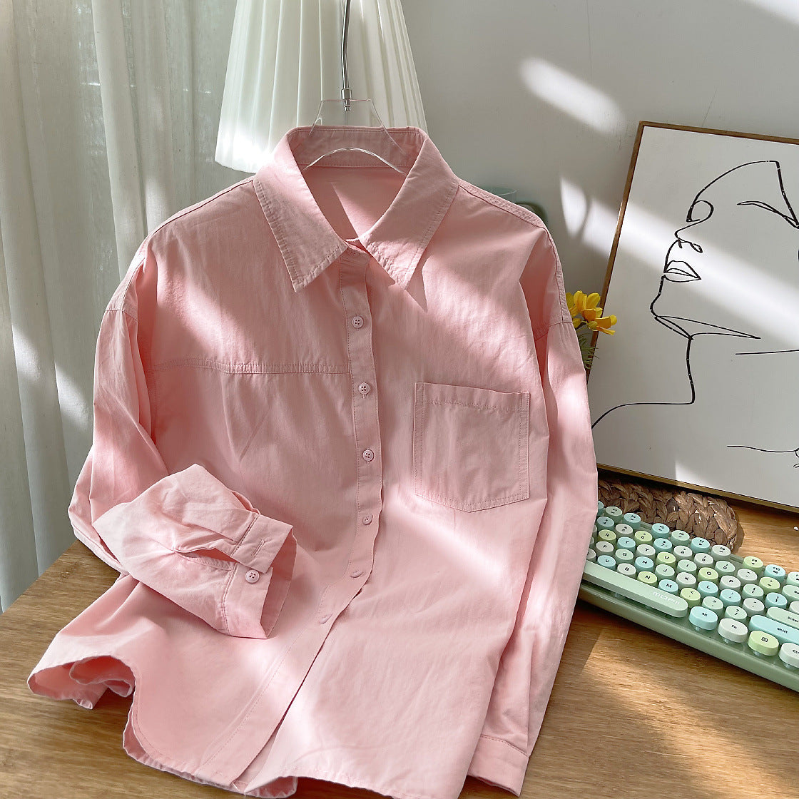 Korean Women's Outer Wear Underwear Solid Color Shirt