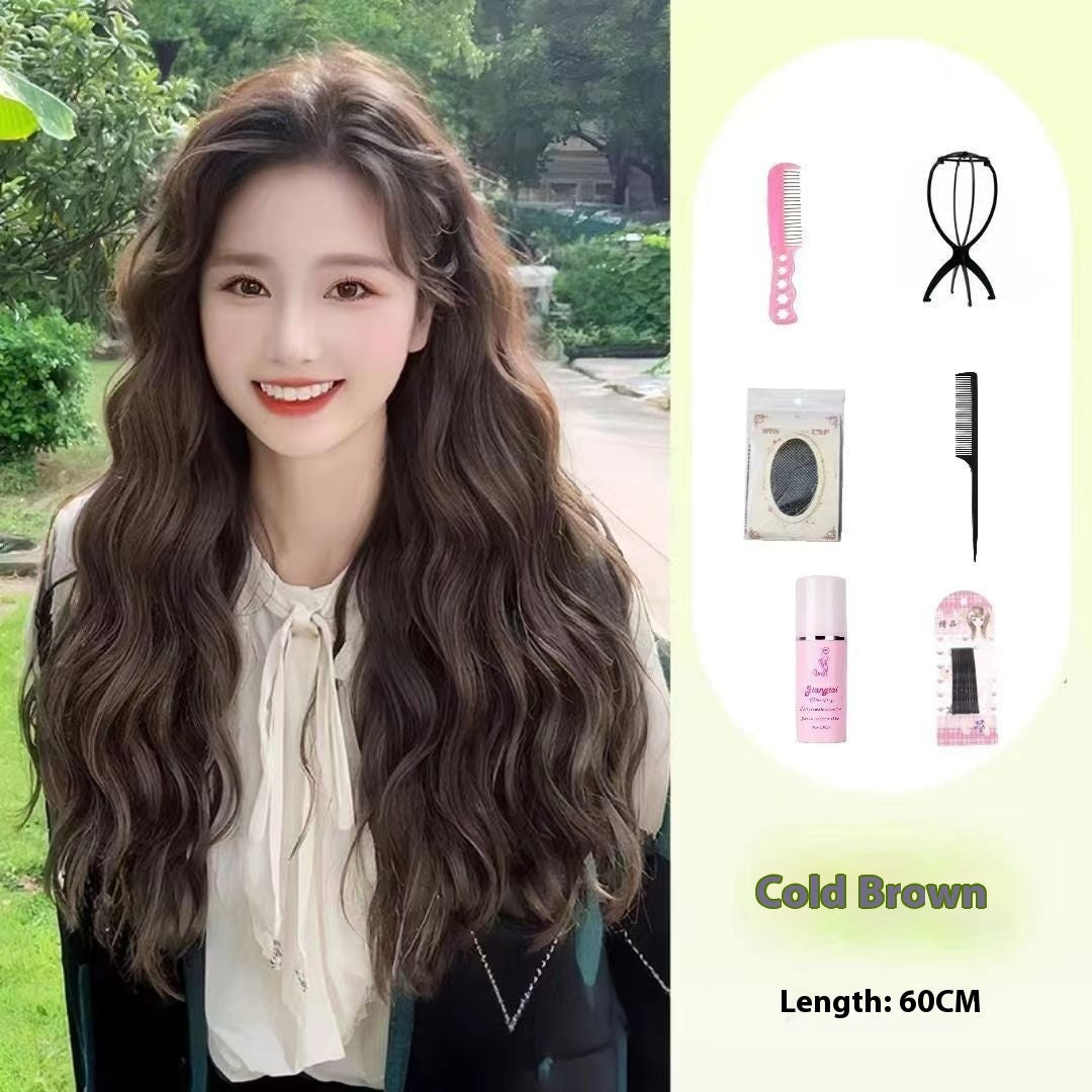 Jaulin Wig Women's Long Hair Forehead Lace Full-head Wig New Artificial Natural Mid-length Long Straight Hair Full Top Wig