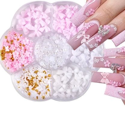 Resin Pearl Nail Beauty Ornament Bow Mixed