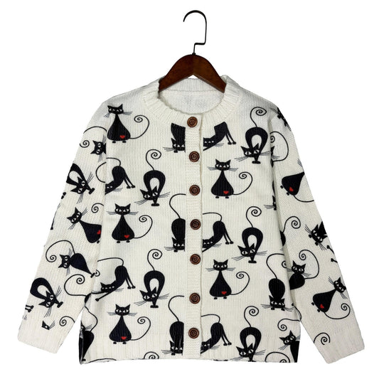 Women's Casual Cardigan Is Decorated With Black And Ruby.