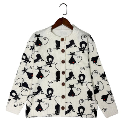 Women's Casual Cardigan Is Decorated With Black And Ruby.