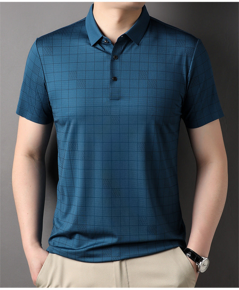 Men's Mercerized Cotton Fashion T-shirt Clothing For Middle-aged Dad Ice Silk Men's Clothing