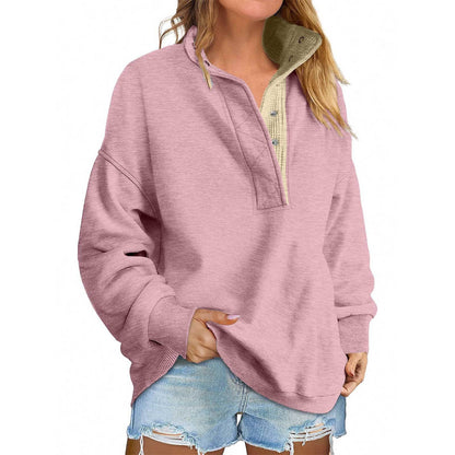 Pullover Leisure Loose Button Sweater For Women
