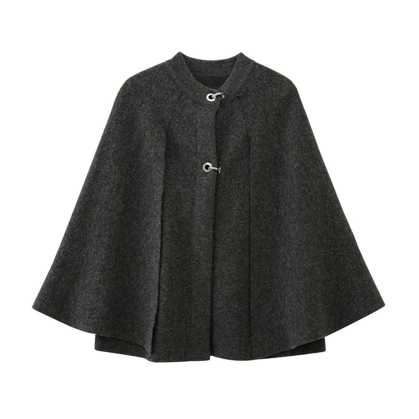 Cape Round Neck Long Sleeve Knitted Sweater Coat