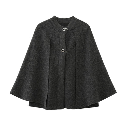Cape Round Neck Long Sleeve Knitted Sweater Coat