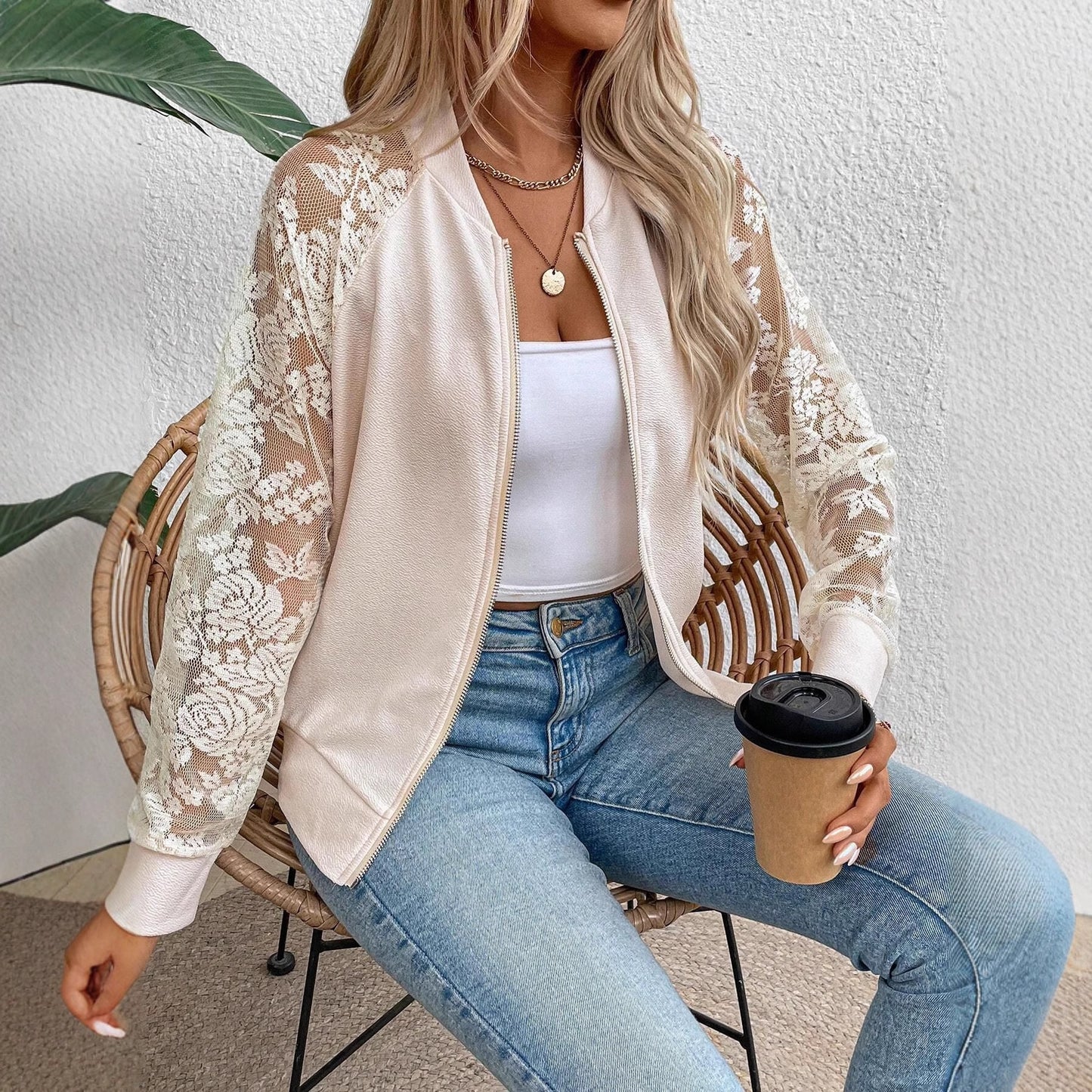 Long Sleeve Baseball Collar Jacket Top