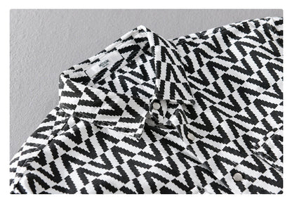 Men's Clothing Print Plaid Long Sleeve Casual Loose Shirt