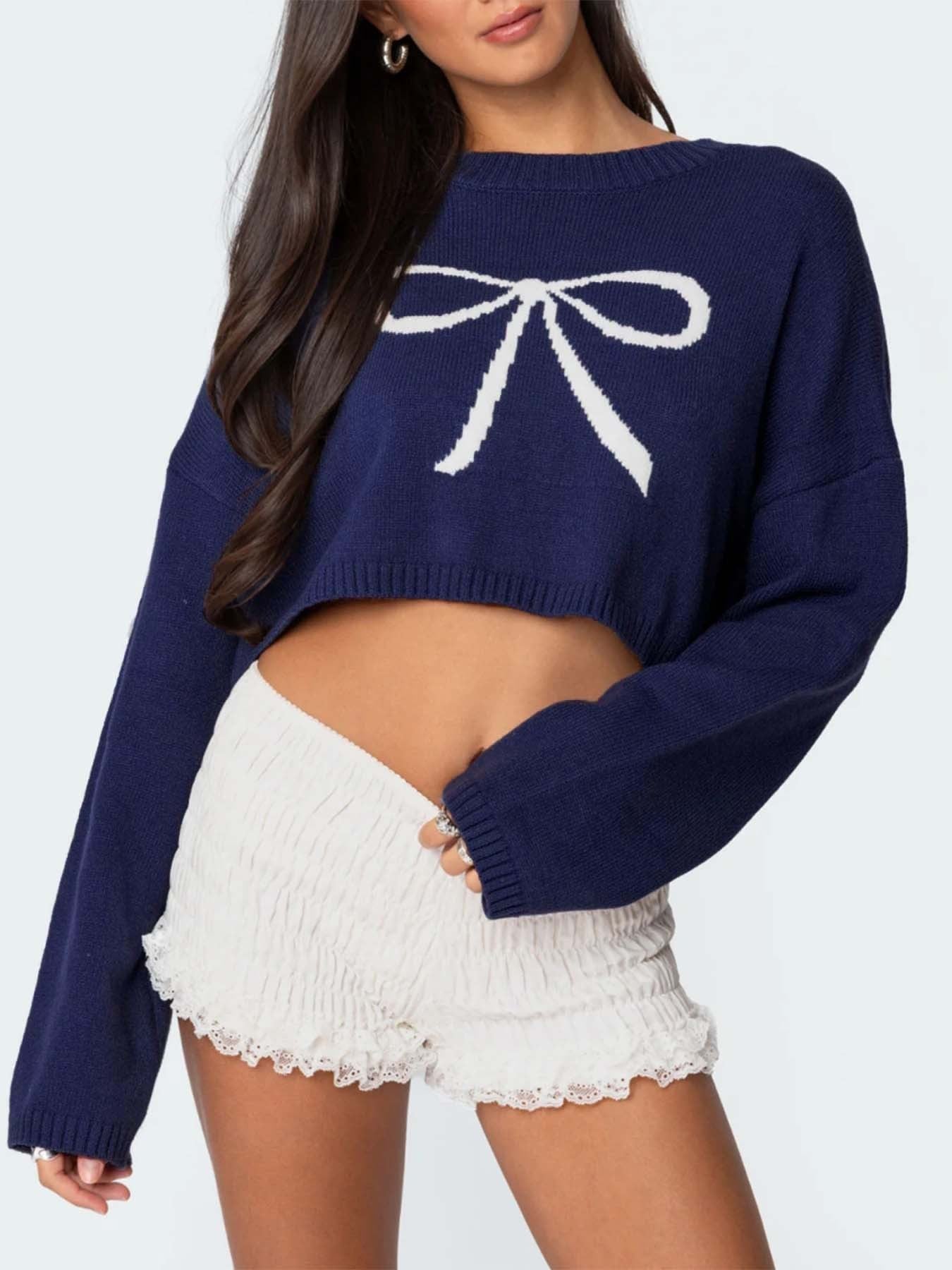 Pullover Cropped Sweater For Women Street Fashion