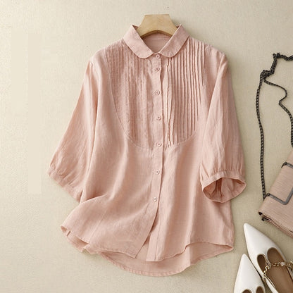 Women's Retro Loose Cotton And Linen Tops