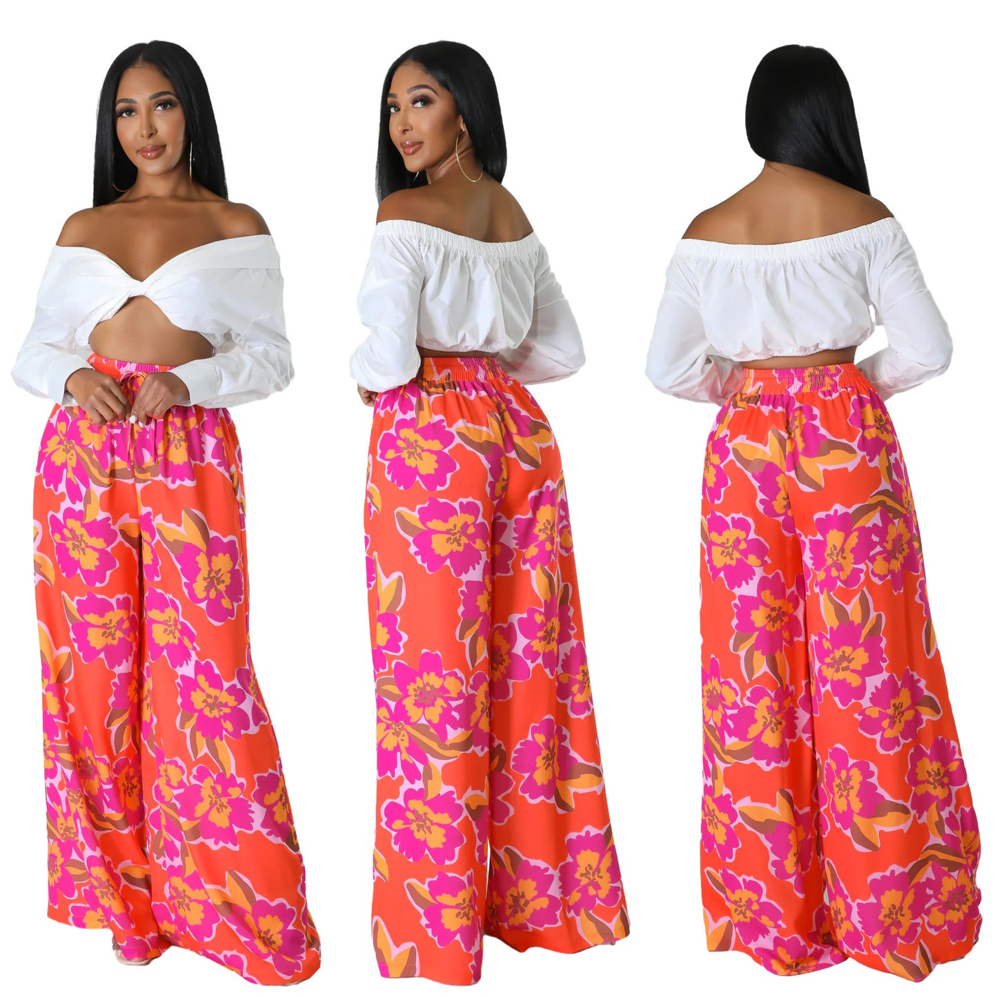 Women's Fashion Casual Pattern Printed Wide-leg Pants