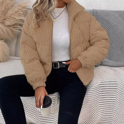 Commute Style Stand Collar New Pure Color Cotton Clothing