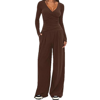 Women's Wide-leg Pants Long-sleeved Sportswear Suit