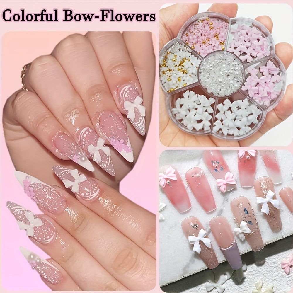 Resin Pearl Nail Beauty Ornament Bow Mixed