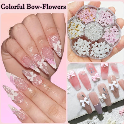 Resin Pearl Nail Beauty Ornament Bow Mixed